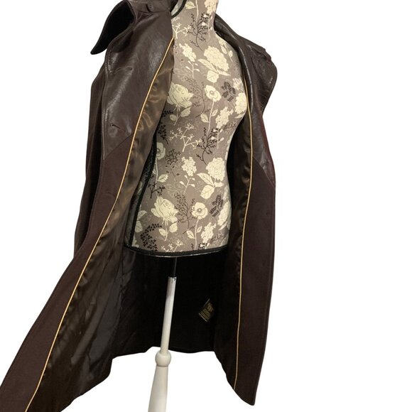 Mackage Wool Utility Military Coat Jacket Leather Trim Belt Pointed Collar SZ PS - Picture 5 of 13